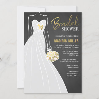 Elegante Brautdusche Einladung | Schwarz und Gold