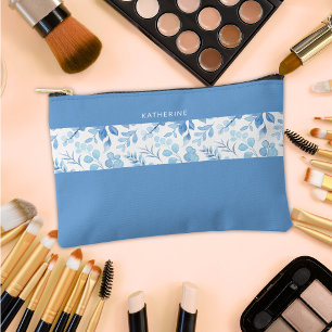 Elegante Brautjungfer Blau Floral Zubehörtasche