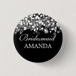 Elegante Brautjungfern-Bevorzugungs-Silber-Lichter Button