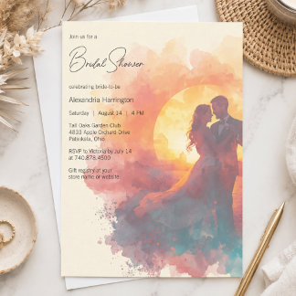 Elegante Brautpaar-Silhouette Brautparty-Einladung Einladung