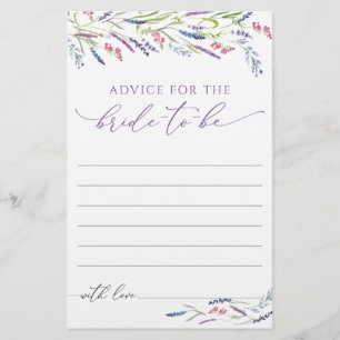 Elegante Brautparty-Advice-Karte für Blumenläden