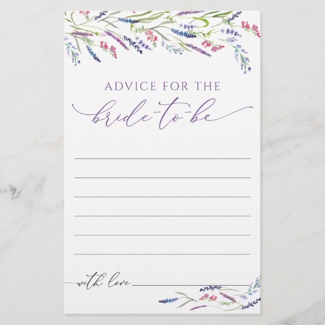 Elegante Brautparty-Advice-Karte für Blumenläden (Vorderseite)