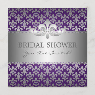 Elegante Brautparty Fleur De Lis Lila Einladung