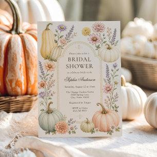 Elegante Brautparty im Herbst Aquarell-Kürbis Einladung