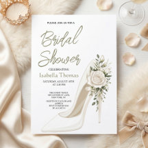 Elegante Brautparty mit weißen Blumen-High Heels