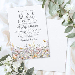 Elegante Brautparty mit Wildblumen Einladung