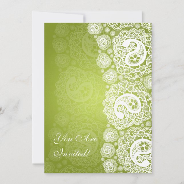 Elegante Brautparty-Paisley-Spitze-Limones Grün Einladung (Vorderseite)