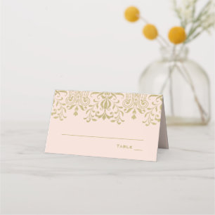 Elegante Brautrosé-Gold Vintage-Glamour-Hochzeit Platzkarte