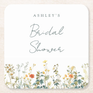 Elegante Bridal Shower Wildblume Rechteckiger Pappuntersetzer