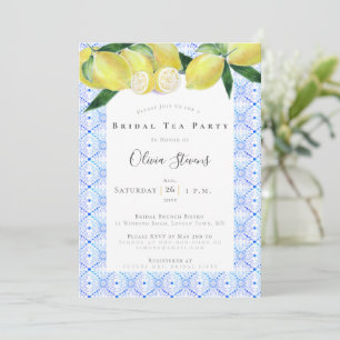 Elegante Bridal Tee Party Gelbe Zitronen Dusche Einladung
