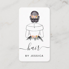 Elegante Bride Floral Chic Haarbstyle Braid QR Cod Visitenkarte