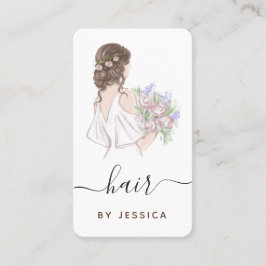Elegante Bride Floral Wavy Frisur Logo-Logo für Br Visitenkarte