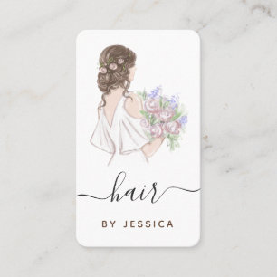 Elegante Bride Floral Wavy Frisur Logo-Logo für Br Visitenkarte