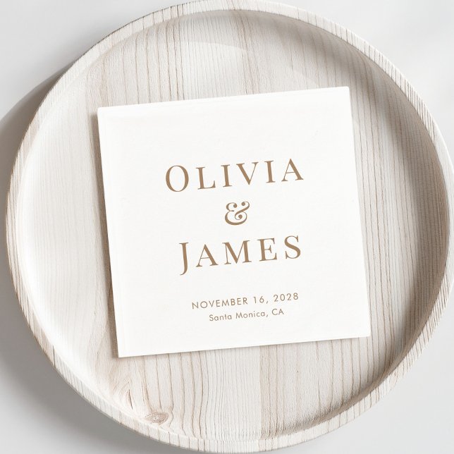 Elegante Bride Groom Monogram White Gold Wedding Serviette (Von Creator hochgeladen)