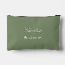 Elegante Bridesmaid Sage Green Accessory Pouch