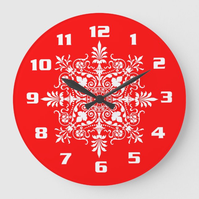 Elegante brilliant Red Verziert Viktorianisch Dama Große Wanduhr (Vorderseite)
