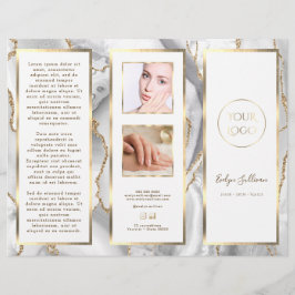 Élégante Brochure d'Agate Blanc et Or