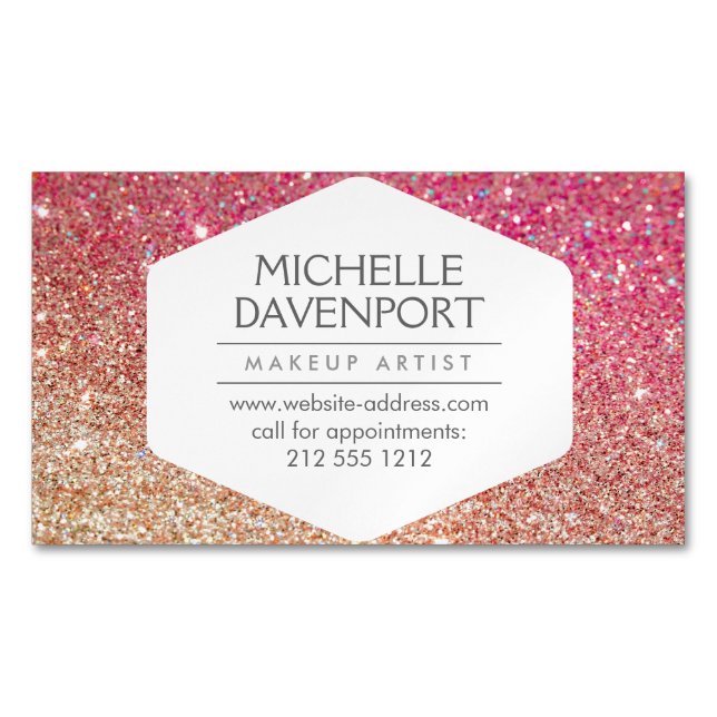 Elegante Bronze/Rosa Glitzer Magnetic Business Car Magnetische Visitenkarte (Vorderseite)