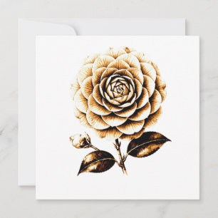 Elegante Bronze-Rosen-Blumenillustration Holz Kuns Karte