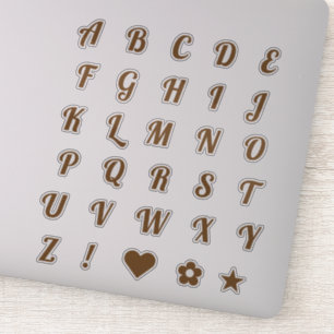 Elegante Bronze Script Hauptstadt Letters Alphabet Aufkleber
