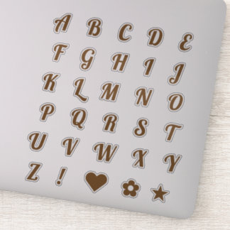 Elegante Bronze Script Hauptstadt Letters Alphabet Aufkleber