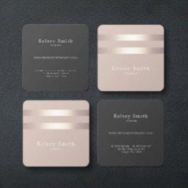Elegante Bronze und Imitate Goldener Streifen Quadratische Visitenkarte