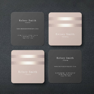 Elegante Bronze und Imitate Goldener Streifen Quadratische Visitenkarte