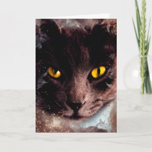 Elegante Brown Cat Watercolor Geburtstagskarte Karte