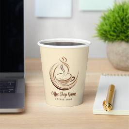 Elegante Brown Coffee Espresso Business Logo Shop Pappbecher