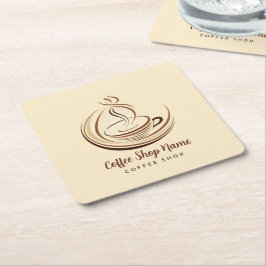 Elegante Brown Coffee Espresso Business Logo Shop Rechteckiger Pappuntersetzer