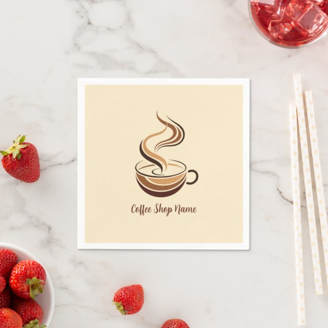 Elegante Brown Coffee Espresso Business Logo Shop Serviette (Beispiel)