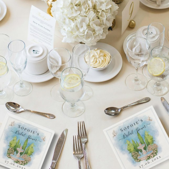 Elegante Brunnen Blume tauben Brautparty Serviette (Von Creator hochgeladen)