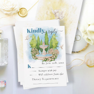 Elegante Brunnen Blume tauchen Sommerhochzeit RSVP Karte