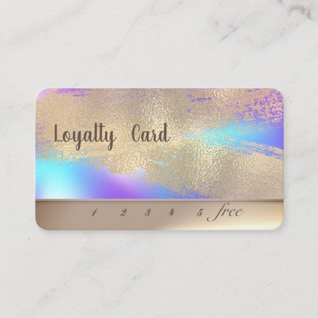 Elegante Brush Stroke Holographic Loyalty Card Treuekarte (Vorderseite)