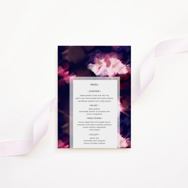 Elegante Brush Stroke Wedding Dinner Menu Card Einladung (Von Creator hochgeladen)