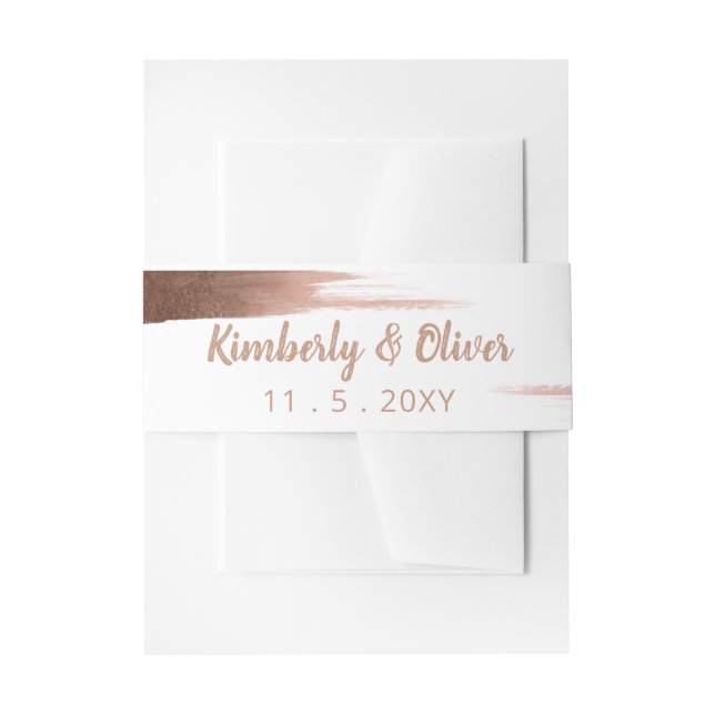 Elegante Brushed Rose Gold Einfache Moderne Hochze Einladungsbanderole (Vorderseite Beispiel)