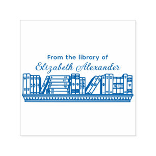 Elegante Bücher auf einem Bücherregal Bibliothekss Permastempel