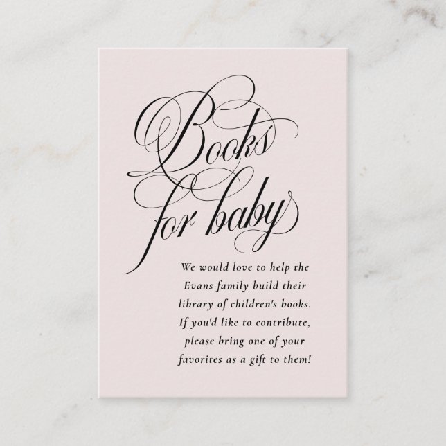 Elegante Bücher für die Babydusche in Rosa Begleitkarte (Vorderseite)