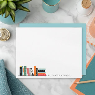 Elegante Bücherregal-Illustration personalisiert Mitteilungskarte