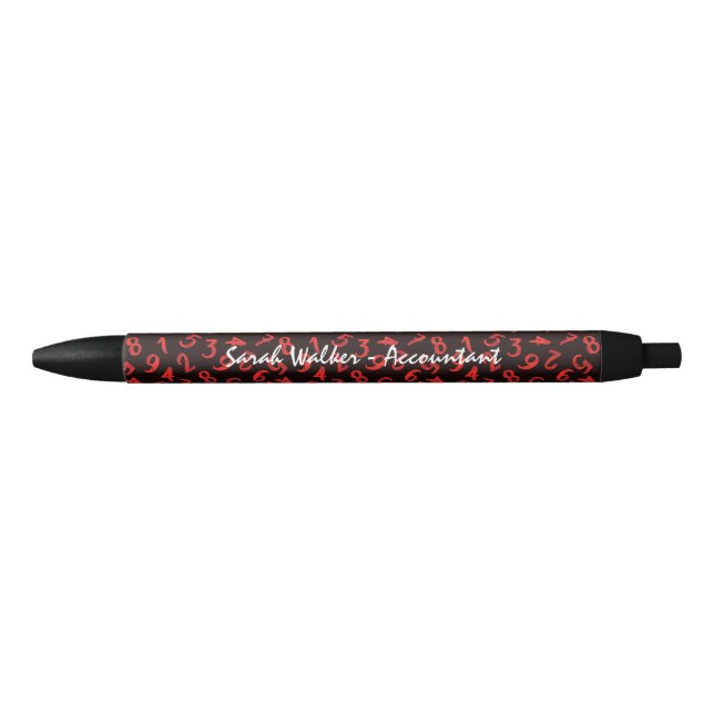 Elegante Buchhaltungsnummern Weiß Schwarzes Muster Kugelschreiber (Vorderseite)