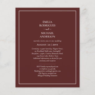 Elegante BUDGET-Burgunder-Foto-Hochzeitstypografie Flyer