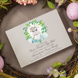 Elegante Bunny Floral Wreath Brunch & Egg Hunt Einladung