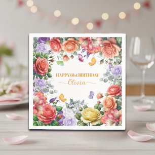 Elegante bunte Blumenparty zum 61. Geburtstag Serviette