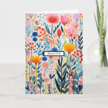 Elegante bunte Botanische Pflanze Faltkarte