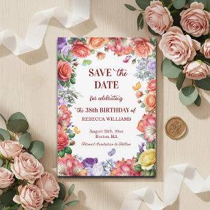 Elegante bunte florale 38. Geburtstagsfeier Save The Date