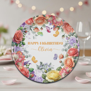 Elegante bunte florale 44. Geburtstagsfeier Pappteller