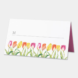 Elegante bunte florale Tulpen Frohe Ostern Platzkarte