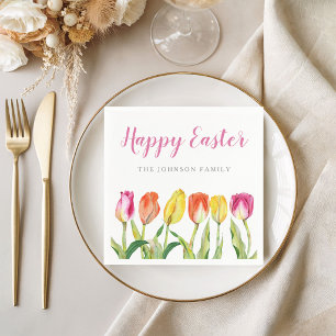 Elegante Bunte Frohe Ostern Florale Tulpe  Serviette