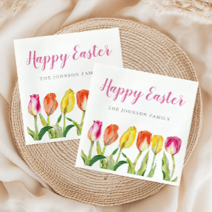 Elegante Bunte Frohe Ostern Florale Tulpe  Serviette