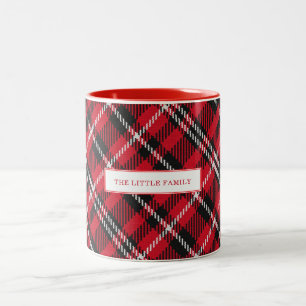 Elegante bunte Karo-Weihnachts-Personalisierung Zweifarbige Tasse